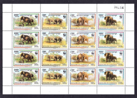 Фауна Фауна ^/--/^ Фауна . Камбоджа  1997 г  MNH - к/б - слоны ^_^^^ Фауна . Камбоджа 1997 р MNH - к/б - слони - фото фото фото