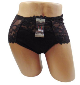 Труси Трусы ^/--/^ Трусики хлопковые с кружевом Biweier 9738 4 /--/ XL черные ^_^^^ Трусики бавовняні з мережевим Biweier 9738 4 /--/ XL чорні - фото фото фото