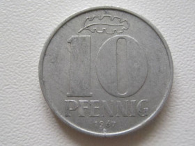 НДР, ФРН ГДР, ФРГ ^/--/^ Германия - ГДР 10 пфеннигов 1967 года 28086 ^_^^^ Німеччина - НДР 10 пфенігів 1967 року 28086 - фото фото фото