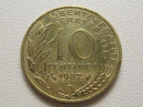 Франція Франция ^/--/^ Франция 10 сантимов 1982 года 38205 ^_^^^ Франція 10 сантимів 1982 38205 - фото фото фото