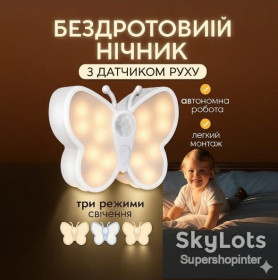 Світильники Светильники ^/--/^ Светодиодный светильник-бра “Бабочка” Настенный ночник с датчиком движения. ^_^^^ Світлодіодний світильник-бра «Бабочка» Настінний нічник з датчиком руху. - фото фото фото