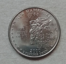 Обігові Обиходные ^/--/^ США 25 цент  Нью-Гэмпшир  2000 UNC= P ^_^^^ США 25 цент Нью-Гемпшир 2000 UNC = P - фото фото фото