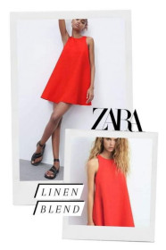 Сукні Платья ^/--/^ Крута червона льняна сукня трапеція zara бленд льону міні плаття ^_^^^ Крутое красное льняное платье трапеция zara бленд льна мини платья - фото фото фото