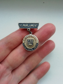 Пам'ятні і ювілейні Памятные и юбилейные ^/--/^ Значок FDJ VI Parlament Rostock 1959 - фото фото фото