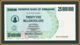 Зімбабве Зимбабве ^/--/^ Зимбабве 25000000 долларов 2008 P-56 UNC ^_^^^ Зімбабве 25000000 доларів 2008 P-56 UNC - фото фото фото
