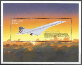 Сьєрра-Леоне Сьерра-Леоне ^/--/^ Сьерра Леоне 1997 транспорт авиация Конкорд бл. ^_^^^ Сьєрра Леоне 1997 транспорт авіація Конкорд бл. - фото фото фото