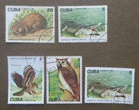Фауна Фауна ^/--/^ Куба 1982 г - Доисторические животные, гаш., 6 шт  (см.фото) ^_^^^ Куба 1982 — Доісторичні тварини - фото фото фото