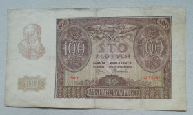 Польща Польша ^/--/^ Польша 100 злотых 1940. Германская оккупация ^_^^^ Польща 100 злотих 1940. Німецька окупація - фото фото фото