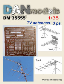 Інше Другое ^/--/^ Danmodel 35555 - TV антенны. Набор 3 шт 1/35 ^_^^^ Danmodel 35555 - TV антени. Набір 3 шт 1/35 - фото фото фото