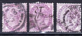 Великобританія Великобритания ^/--/^ ZM Европа Великобритания 1881 г  - гаш - Виктория - 3 марки - оттенки ^_^^^ ZM Європа Великобританія 1881 г - гаш - Вікторія - 3 марки - відтінки - фото фото фото
