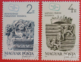 Угорщина Венгрия ^/--/^ Венгрия 1987 День почтовой марки искусство скульптура Mi 3918-3919 ^_^^^ Угорщина 1987 День поштової марки мистецтво скульптура Mi 3918-3919 - фото фото фото
