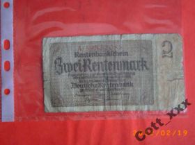 Німеччина Германия ^/--/^ 2 рентенмарк - ГЕРМАНИЯ 1937 года ^_^^^ 2 рентенмарк — Німеччина 1937 - фото фото фото