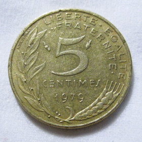 Франція Франция ^/--/^ Франція 5 сантимів 1979 року #6 /--/ П /--/ 1297 ^_^^^ Франция 5 сантимов 1979 года #6 /--/ П /--/ 1297 - фото фото фото