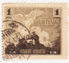 Балтійські країни Балтийские страны ^/--/^ Литва 1928 г. №  291 гашеная ^_^^^ Литва 1928 р. No 291 гашена - фото фото фото