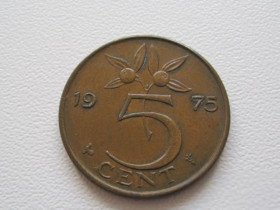 Нідерланди Нидерланды ^/--/^ Нидерланды 5 центов 1975 года 23217 ^_^^^ Нідерланди 5 центів 1975 року 23217 - фото фото фото