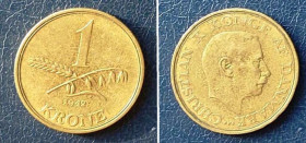 Данія Дания ^/--/^ Дания  (1942) 1 крона. Король Кристиан X ^_^^^ Данія (1942) 1 крона. Король Крістіан X - фото фото фото