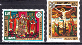 Малі Держави Європи Малые Государства Европы ^/--/^ Андорра  1975 г  MNH  - ЕВРОПА  СЕПТ /  EUROPA  CEPT  - искусство ^_^^^ 1975 MNH - Європа СЕПТ / EUROPA CEPT - мистецтво - фото фото фото