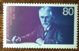 НДР, ФРН ГДР, ФРГ ^/--/^ Германия 75 лет со дня рождения Августа Бебеля, политического деятеля 1988 ^_^^^ Німеччина 75 років від дня народження Августа Бебеля, політичного діяча 1988 - фото фото фото