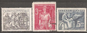 Чехословаччина Чехословакия ^/--/^ Чехословакия 1949 Sc.394-396 2 марки  (*) негаш. без клея + 1 гаш. ПОЛНАЯ серия ^_^^^ Чехословаччина 1949 Sc.394-396 2 марки (*) негаш. без клею + 1 гаш. Повна серія - фото фото фото