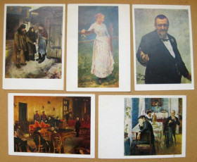 СРСР СССР ^/--/^ ХУДОЖНИКИ-ПЕРЕДВИЖНИКИ - выпуск XII  КАСАТКИН, РЕПИН, ЛЕВИТАН и др  набор открыток 1980 г  9 шт  ^_^^^ ХУДОЖНИКИ-ПЕРЕДВИЖНИКИ - випуск XII КАСАТКІН, РЕПІН, ЛЕВІТАН та ін набір листівок 1980 р 9 шт - фото фото фото
