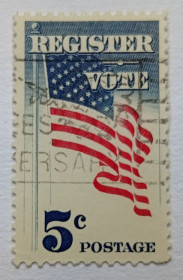 Північна Америка Северная Америка ^/--/^ США 1964 Американский флаг, гашеная (I) ^_^^^ США 1964 Американський прапор, гашена (I) - фото фото фото