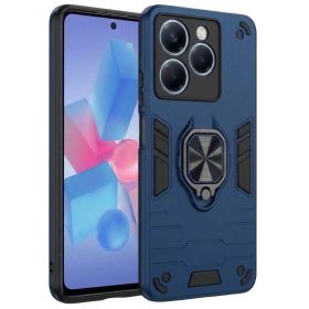 Чохли, бампера Чехлы, бампера ^/--/^ Чохол Fiji Defence для Tecno Spark 20 Pro (KJ /--/ 6) протиударний бампер з кільцем підставкою Dark Blue - фото фото фото