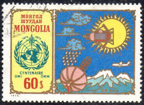 Монголія Монголия ^/--/^ Монголія 1973 - 100 років міжнародному метеорологічному співробітництву  (Г) ^_^^^ Монголия 1973 - 100 лет международному метеорологическому сотрудничеству (Г) - фото фото фото