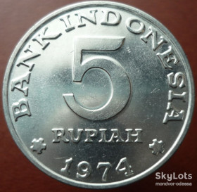 Індонезія Индонезия ^/--/^ Индонезия 5 рупий 1974  4 ^_^^^ Індонезія 5 рупій 1974 4 - фото фото фото