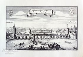 Картини, Гравюри, Живопис та Графіка Картины, Гравюры, Живопись и Графика ^/--/^ Старинная гравюра на бумаге верже Вид на Регенсбург, 1644, M. Merian ^_^^^ Старовинна гравюра на папері верже Вид на Регенсбург, 1644, M. Merian - фото фото фото