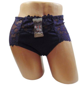 Труси Трусы ^/--/^ Трусики хлопковые с кружевом Biweier 9738 4 /--/ XL синие ^_^^^ Трусики бавовняні з мережевим Biweier 9738 4 /--/ XL сині - фото фото фото
