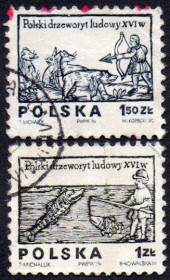 Польща Польша ^/--/^ Польща 1974 - Польська народна гравюра на дереві XVI ст  (Гб) ^_^^^ Польша 1974 - Польская народная гравюра на дереве XVI в. (Гб) - фото фото фото