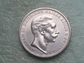 Німецька імперія (-) Германская империя (-) ^/--/^ Германская империя .Пруссия 3 марки 1910 А . Вильгельм-2 .Оригинал..Серебро. Отличный сохран ! ^_^^^ Німецька імперія .Пруссія 3 марки 1910 А. Вільгельм-2 .Оригінал. Срібло. Хороший захист! - фото фото фото
