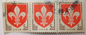 Франція Франция ^/--/^ Франция 1958 Стандарт 5 F, сцепка, гашеная (I) ^_^^^ Франція 1958 Стандарт 5 F, зчіпка, гашена (I) - фото фото фото