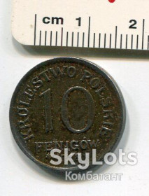 - року - года ^/--/^ 10 феніґів 1918. Королівство Польське. ^_^^^ 10 фенигов 1918. Королевство Польское. - фото фото фото