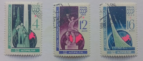 СРСР - СССР - ^/--/^ СССР 1965 День космонавтики, гашеные ^_^^^ СРСР 1965 День космонавтики, гашені - фото фото фото