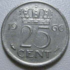 Нідерланди Нидерланды ^/--/^ Нідерланди 25 центів 1966 року 41198 ^_^^^ Нидерланды 25 центов 1966 года 41198 - фото фото фото
