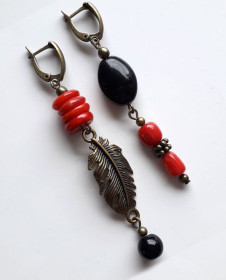 Сережки Серьги ^/--/^ Серьги из агата и коралла ^_^^^ Сережки з агату і коралу - фото фото фото