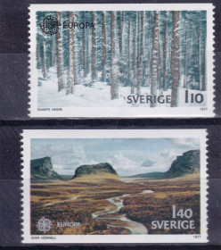Балтійські країни Балтийские страны ^/--/^ Швеция  1977  г MNH - искусство - флуоресценция белая - б/з стороны ^_^^^ 1977 MNH - мистецтво - флуоресценція біла - б/з боку - фото фото фото