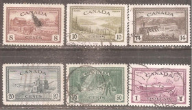 Північна Америка Северная Америка ^/--/^ Канада 1946 Sc.268-273 гаш. ПОЛНАЯ серия ^_^^^ Канада 1946 Sc.268-273 гаш. Повна серія - фото фото фото