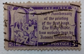 Північна Америка Северная Америка ^/--/^ США 1952 Библия Гутенберга, гашеная ^_^^^ США 1952 Біблія Гутенберга, гашена - фото фото фото