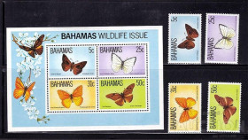 Фауна Фауна ^/--/^ Фауна . Багамы 1983 г MNH - серия - блок + марки - бабочки ^_^^^ Багами 1983 MNH - серія - блок + марки - метелики - фото фото фото