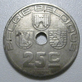 Бельгія Бельгия ^/--/^ Бельгія 25 сантимів 1938 року Belgie - Belgique 42205 ^_^^^ Бельгия 25 сантимов 1938 года Belgie - Belgique 42205 - фото фото фото