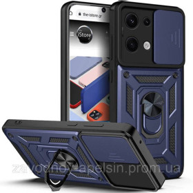 Чохли, бампера Чехлы, бампера ^/--/^ Xiaomi Redmi Note 13 5 /--/ G Poco X /--/ 6 Противоударный чехол Шторка+кольцо (синий) ^_^^^ Xiaomi Redmi Note 13 5 /--/ G Poco X /--/ 6 Протиударний чохол Шторка+кільце (синій) - фото фото фото