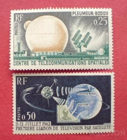 Освоєння космосу Освоение космоса ^/--/^ Франция France Space 1962 Mi 1413-1414 Telstar MNH ^_^^^ Франція France Space 1962 Mi 1413-1414 Telstar MNH - фото фото фото