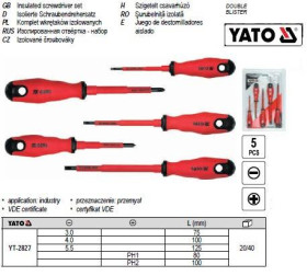 Інший інструмент Другой инструмент ^/--/^ Набор отвертки YATO изолированная диэлектрическая электрика 1000 /--/ V 5 штук YT-2827 ^_^^^ Польща ізольована діелектрична електрика 1000 /--/ V 5 штук YT-2827 - фото фото фото