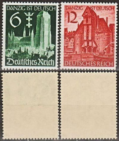 Третій Рейх (-) Третий Рейх (-) ^/--/^ 1939 - Рейх - Гданськ - німецький Mi.714-15 ** ^_^^^ 1939 - Рейх - Гданьск - немецкий Mi.714-15 ** - фото фото фото