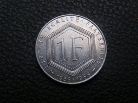 Франція Франция ^/--/^ 1 франк 1988 /--/ г Шарль де Голль. ^_^^^ 1 франк 1988 Шарль де Голль. - фото фото фото