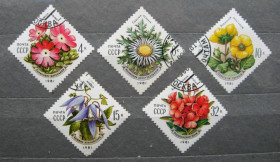 СРСР - СССР - ^/--/^ КВІТИ - ЦВЕТЫ КАРПАТ = СССР - СРСР = 1981 р. = гаш. + ^_^^^ ЦВЕТЫ КАРПАТ = СССР = 1981 г. = гаш. + + - фото фото фото