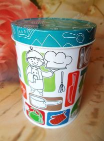 Ємності для сипучих продуктів Ёмкости для сыпучих продуктов ^/--/^ Жестяная банка для хранения сыпучих, чая, кофе, сахара (поваренок) ^_^^^ Жорстка банку для зберігання сипучих, чаю, кави, цукру (подарунок) - фото фото фото