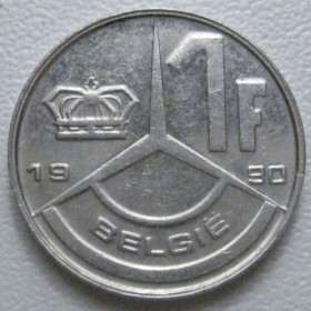 Бельгія Бельгия ^/--/^ Бельгія 1 франк 1990 року Belgie 42757 ^_^^^ Бельгия 1 франк 1990 года Belgie 42757 - фото фото фото